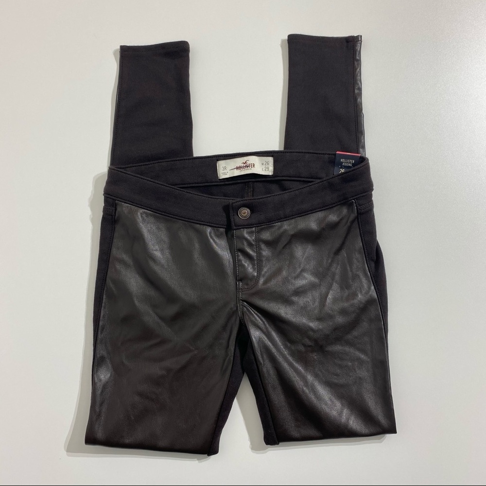 Hollister brown Leather Front Jegging Jean Size 3